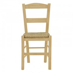 Καρέκλα καφενείου με ψάθα Syros-Charchie pakoworld άβαφο ξύλο 42x40x89εκ9εκ