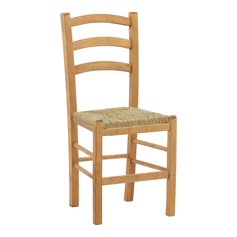 Καρέκλα καφενείου με ψάθα Marf-Charchie pakoworld μασίφ ξύλο οξιάς λούστρο καρυδί 41x42x92εκ