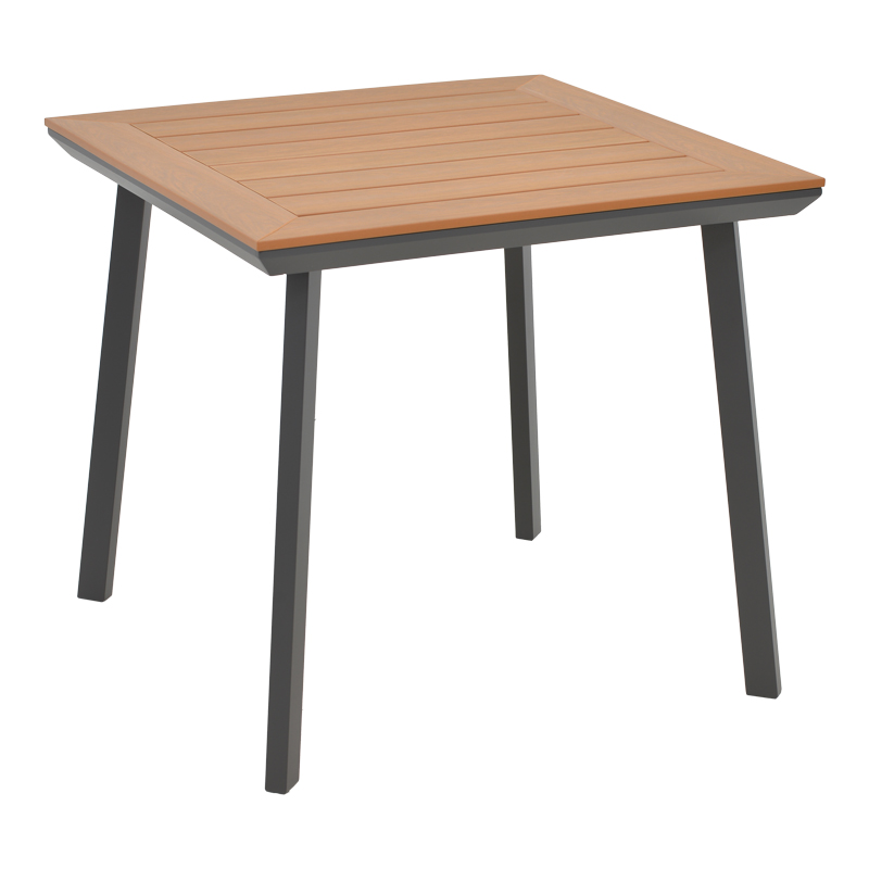 Mabu-Synergy dining table set of 3 pakoworld anthracite aluminum and plywood in natural color 80x80x74cm Mabu-Synergy dining table set of 3 pakoworld anthracite aluminum and plywood in natural color 80x80x74cm