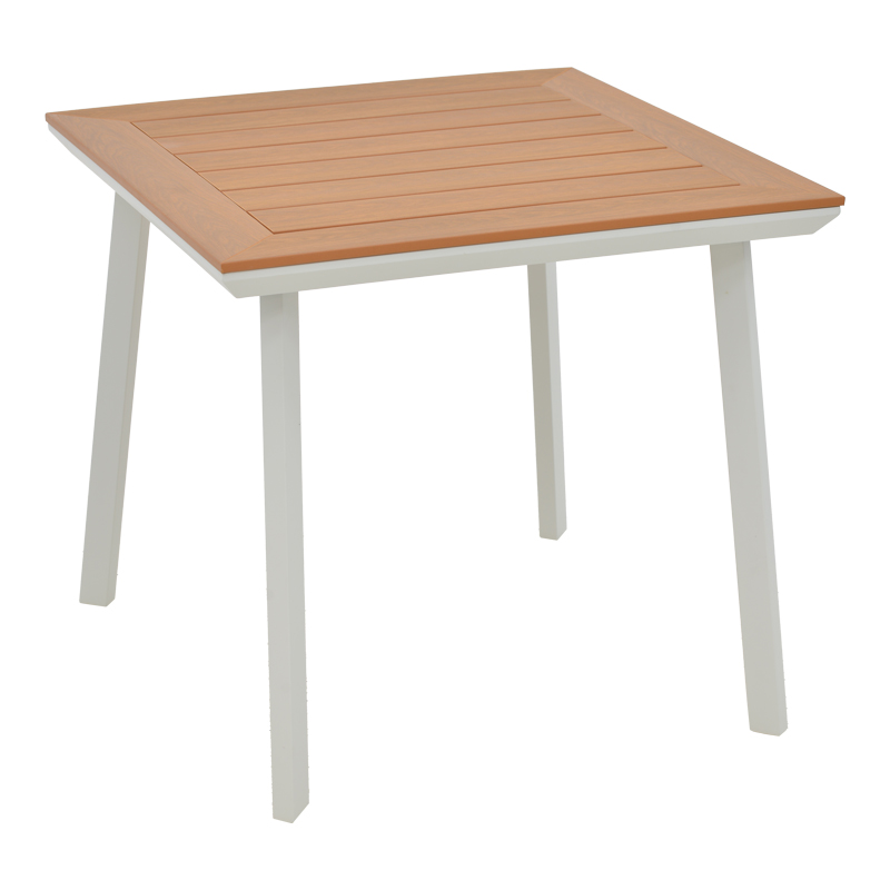 Mabu-Synergy dining table set of 5 pakoworld white aluminum and plywood in natural color 80x80x74cm Mabu-Synergy dining table set of 5 pakoworld white aluminum and plywood in natural color 80x80x74cm