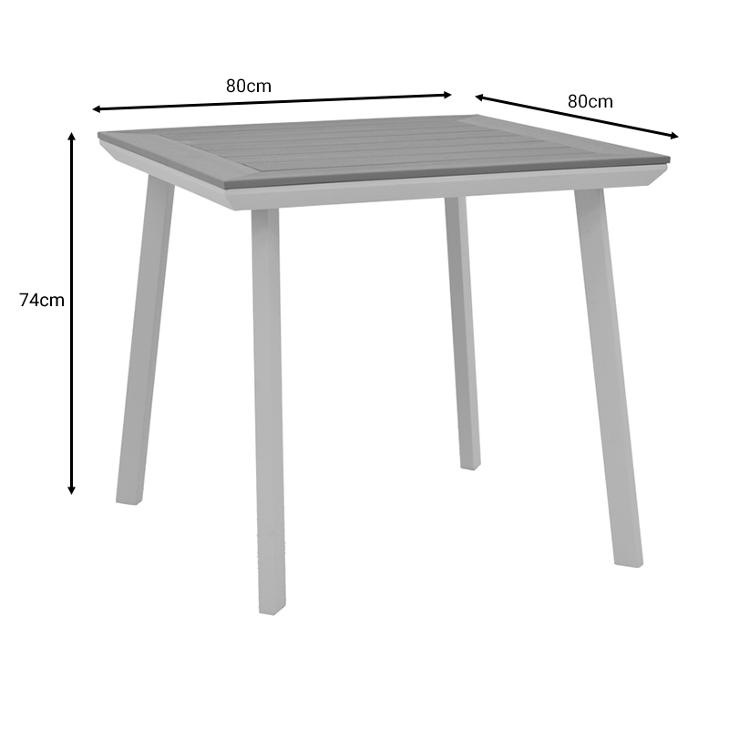 Mabu-Synergy dining table set of 5 pakoworld white aluminum and plywood in natural color 80x80x74cm