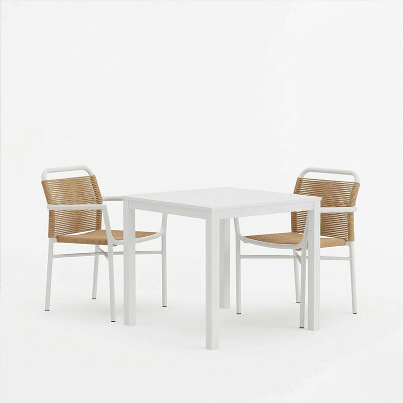 Kliton dining table - Clutch set of 3 pakoworld aluminum in white shade 80x80x74cm