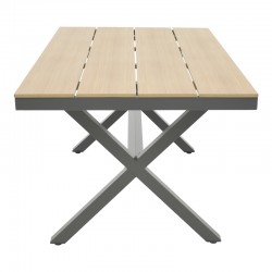 Thorio-Savor dining table set of 5 pakoworld anthracite aluminum and plywood in a natural shade 160x90x75cm Thorio-Savor dining table set of 5 pakoworld anthracite aluminum and plywood in a natural shade 160x90x75cm