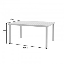 Dining table Pino-Kliton A set of 7 pakoworld aluminum and textilene in black shade 150x80x74cm Dining table Pino-Kliton A set of 7 pakoworld aluminum and textilene in black shade 150x80x74cm