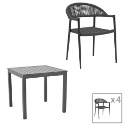 Dining table Kliton-Freiburg set of 5 pakoworld aluminum in anthracite shade 80x80x74cm Dining table Kliton-Freiburg set of 5 pakoworld aluminum in anthracite shade 80x80x74cm