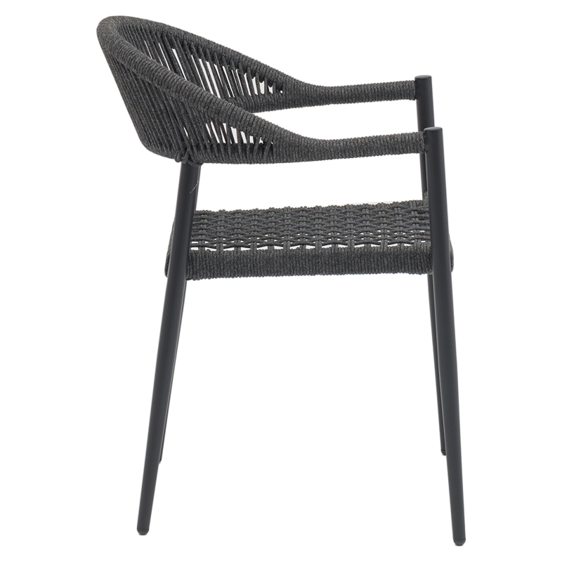 Dining table Freiburg-Kliton A set of 5 pakoworld aluminum and rope in anthracite shade 150x80x74cm Dining table Freiburg-Kliton A set of 5 pakoworld aluminum and rope in anthracite shade 150x80x74cm