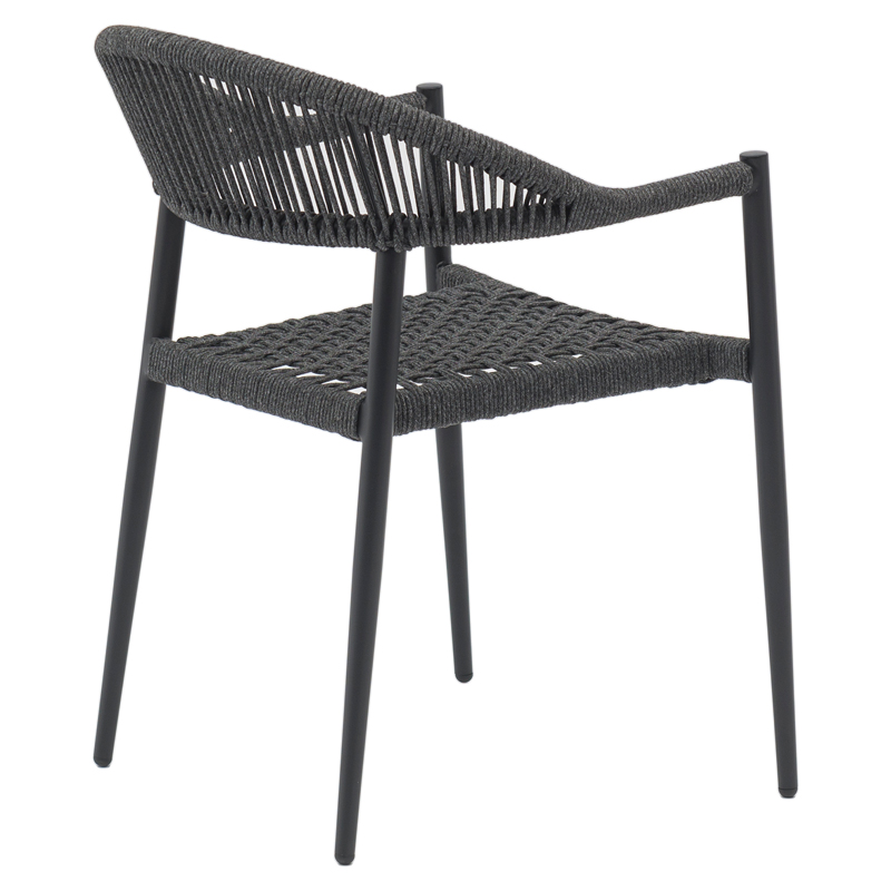 Dining table Freiburg-Kliton A set of 7 pakoworld aluminum and rope in anthracite shade 150x80x74cm Dining table Freiburg-Kliton A set of 7 pakoworld aluminum and rope in anthracite shade 150x80x74cm