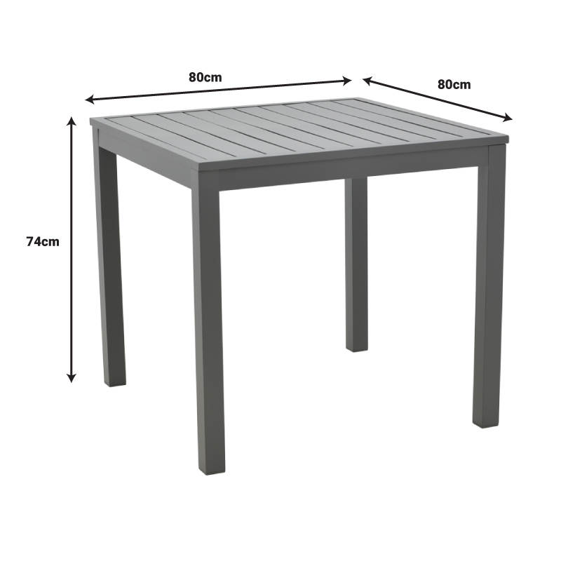 Dining table Kliton-Raven set of 5 pakoworld aluminum in anthracite shade 80x80x74cm