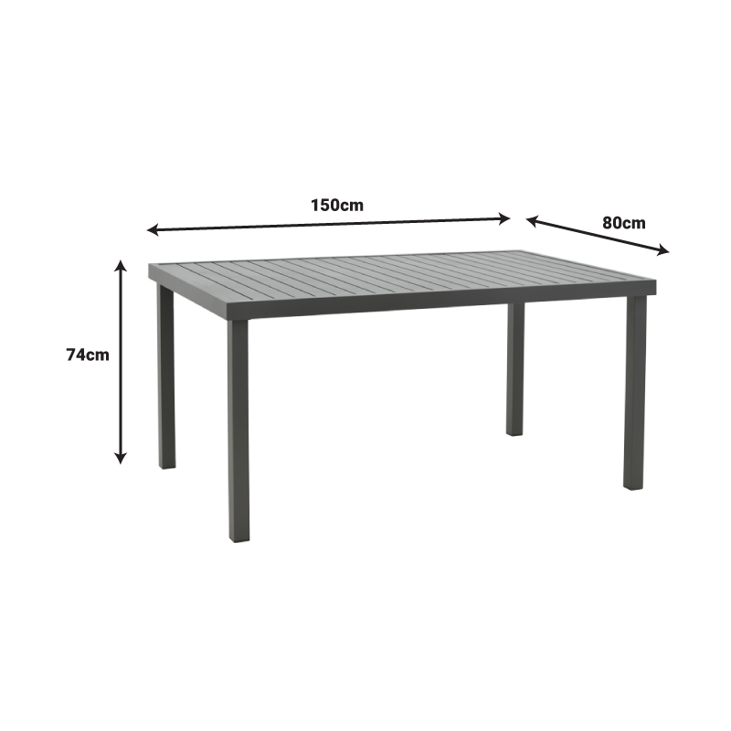Dining table Raven-Kliton A set of 5 pakoworld aluminum in anthracite shade 150x80x74cm Dining table Raven-Kliton A set of 5 pakoworld aluminum in anthracite shade 150x80x74cm