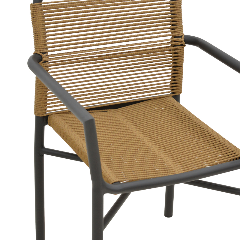 Dining table Clutch -Kliton A set of 5 pakoworld anthracite aluminum and pe rattan in a natural shade150x80x74cm Dining table Clutch -Kliton A set of 5 pakoworld anthracite aluminum and pe rattan in a natural shade150x80x74cm