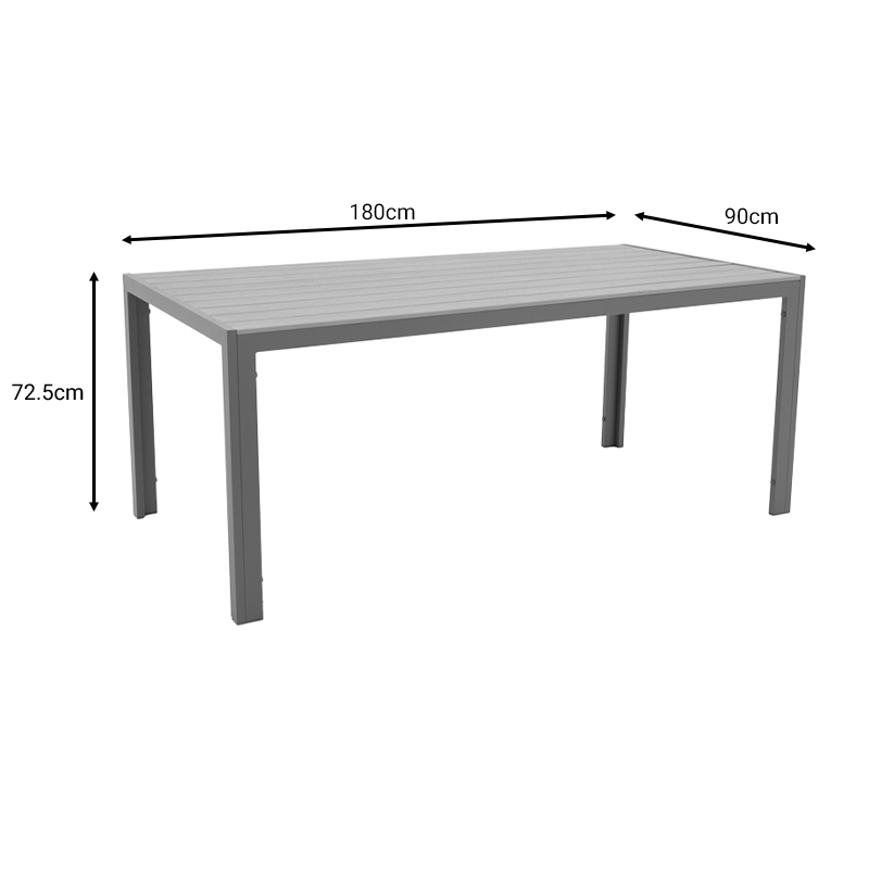 Dining table Nares-Raven set of 7 pakoworld anthracite aluminum and plywood in natural shade 180x90x72.5cm Dining table Nares-Raven set of 7 pakoworld anthracite aluminum and plywood in natural shade 180x90x72.5cm