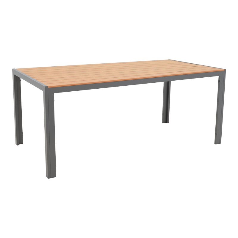 Dining table Nares-Glisten set of 7 pakoworld anthracite aluminum and plywood in natural shade 180x90x72.5cm Dining table Nares-Glisten set of 7 pakoworld anthracite aluminum and plywood in natural shade 180x90x72.5cm