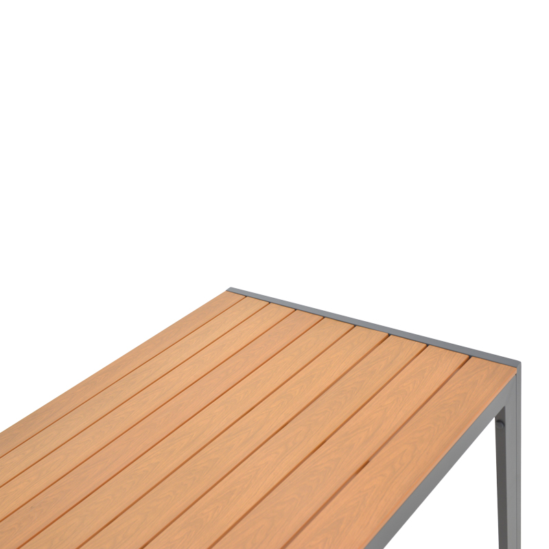 Dining table Nares-Azelie set of 5 pakoworld anthracite aluminum and plywood in natural shade 180x90x72.5cm Dining table Nares-Azelie set of 5 pakoworld anthracite aluminum and plywood in natural shade 180x90x72.5cm