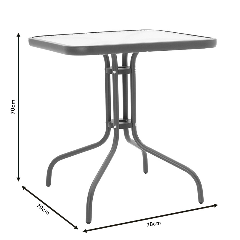 Dining table Watson-Confidence set of 3 pakoworld metal in charcoal shade 70x70x70cm Dining table Watson-Confidence set of 3 pakoworld metal in charcoal shade 70x70x70cm