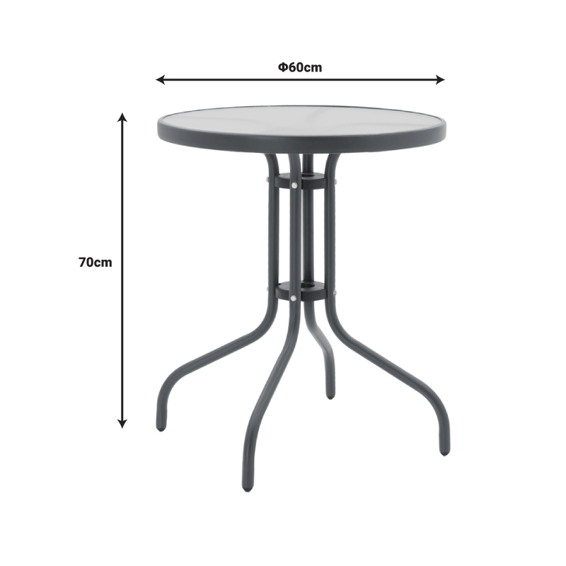 Dining table Watson-Confidence A set of 3 pakoworld metal in anthracite shade D60x70cm Dining table Watson-Confidence A set of 3 pakoworld metal in anthracite shade D60x70cm