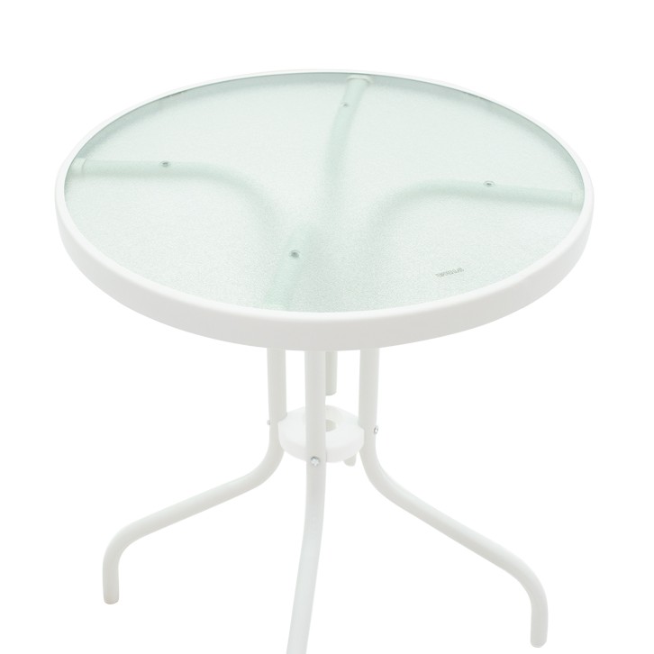 Τραπεζαρία Valor-Confidence B σετ 3τεμ pakoworld μέταλλο σε λευκή απόχρωση Φ60x70εκ