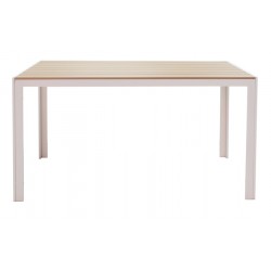 Dining table Nares-Glisten A set of 5 pakoworld white aluminum and plywood in a natural shade 140x80x72.5cm Dining table Nares-Glisten A set of 5 pakoworld white aluminum and plywood in a natural shade 140x80x72.5cm