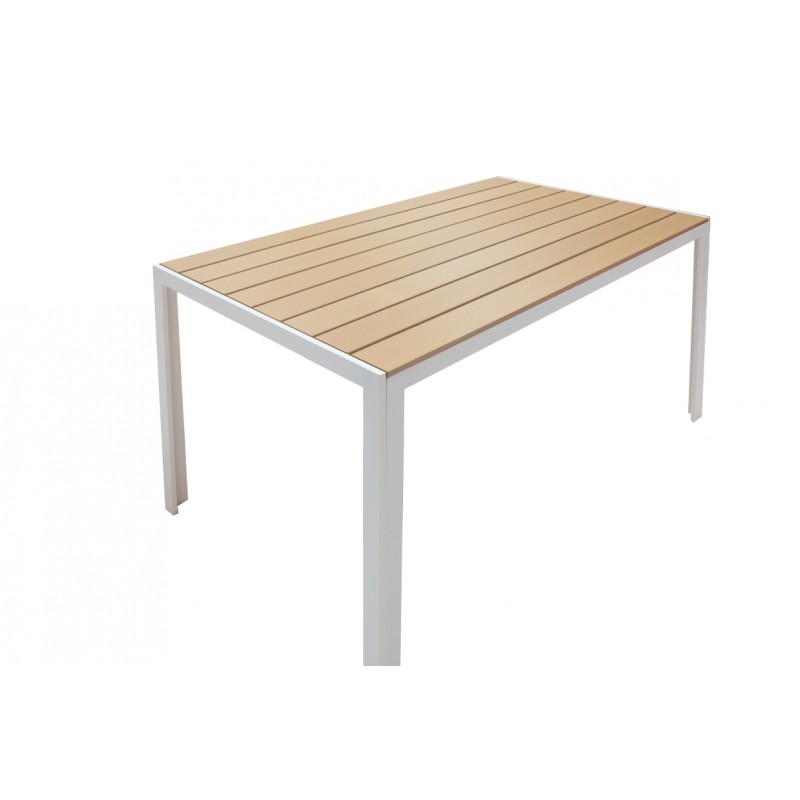 Dining table Nares-Lush A set of 5 pakoworld white aluminum and plywood in a natural shade 140x80x72.5cm Dining table Nares-Lush A set of 5 pakoworld white aluminum and plywood in a natural shade 140x80x72.5cm