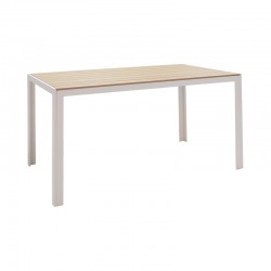 Dining table Nares-Pino A set of 5 pakoworld white aluminum and plywood in a natural shade 140x80x72.5cm Dining table Nares-Pino A set of 5 pakoworld white aluminum and plywood in a natural shade 140x80x72.5cm