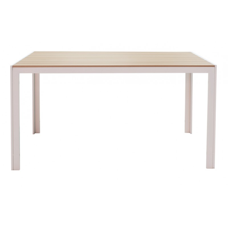 Dining table Nares-Pino A set of 5 pakoworld white aluminum and plywood in a natural shade 140x80x72.5cm Dining table Nares-Pino A set of 5 pakoworld white aluminum and plywood in a natural shade 140x80x72.5cm
