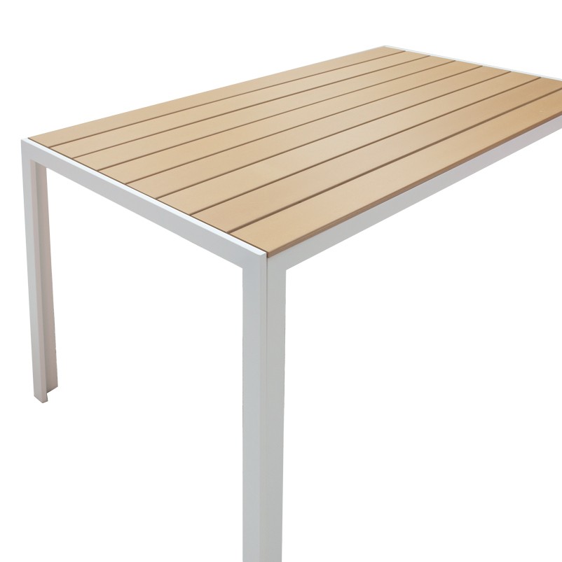 Τραπεζαρία Nares-Pino A σετ 5τεμ pakoworld λευκό αλουμίνιο και plywood σε φυσική απόχρωση 140x80x72.5εκ