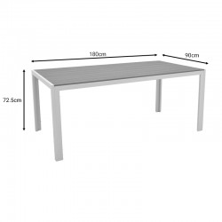 Dining table Nares-Lush B set of 7 pakoworld white aluminum and plywood in a natural shade 180x90x72.5cm Dining table Nares-Lush B set of 7 pakoworld white aluminum and plywood in a natural shade 180x90x72.5cm