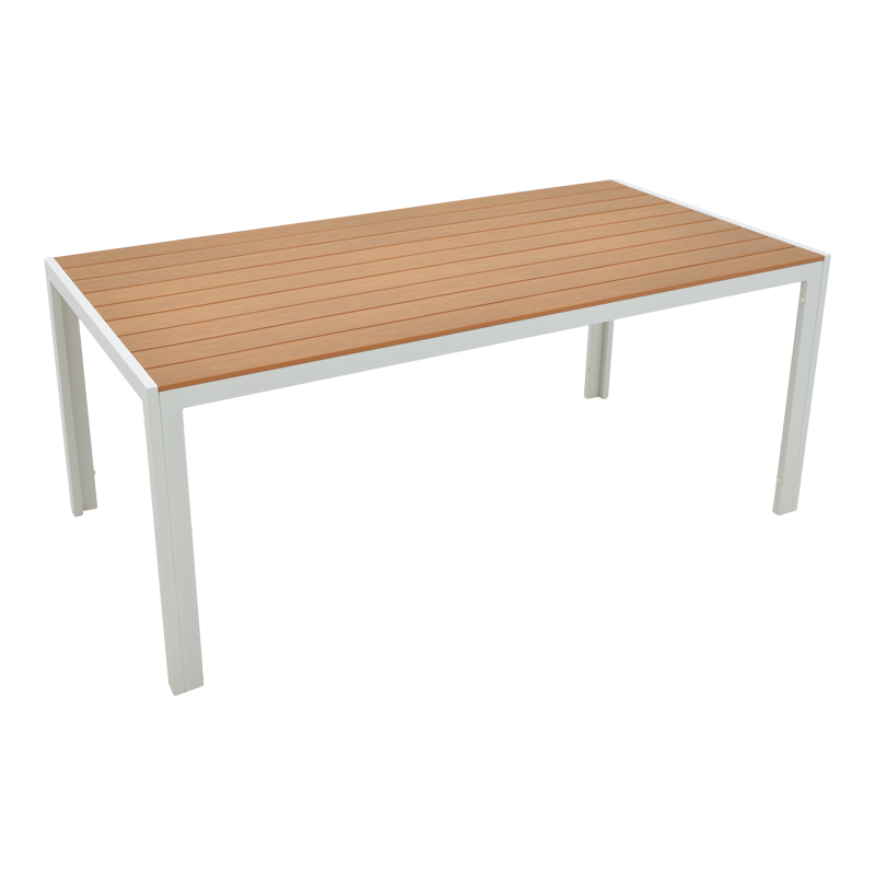Dining table Nares-Moritz A set of 7 pakoworld white-grey aluminum and plywood in a natural shade 180x90x72.5cm Dining table Nares-Moritz A set of 7 pakoworld white-grey aluminum and plywood in a natural shade 180x90x72.5cm