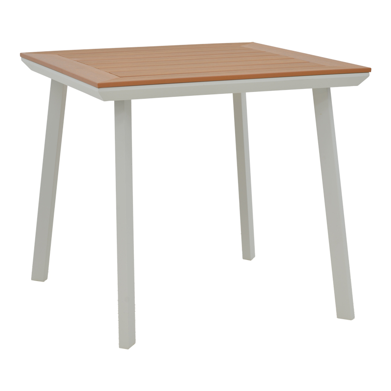 Dining table Synergy-Convince set of 3 pakoworld white aluminum and plywood in natural color 80x80x74cm Dining table Synergy-Convince set of 3 pakoworld white aluminum and plywood in natural color 80x80x74cm