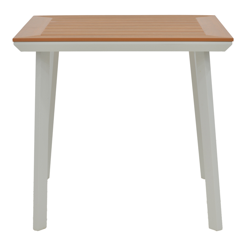 Dining table Synergy-Pino set of 3 pakoworld white aluminum and plywood in natural color 80x80x74cm Dining table Synergy-Pino set of 3 pakoworld white aluminum and plywood in natural color 80x80x74cm