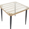 Dining table Naoki V set of 5 pakoworld rattan pe in natural shade and black metal 80x80x78cm