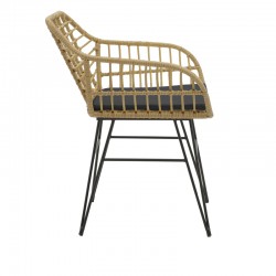 Dining table Naoki V set of 5 pakoworld rattan pe in natural shade and black metal 80x80x78cm Dining table Naoki V set of 5 pakoworld rattan pe in natural shade and black metal 80x80x78cm
