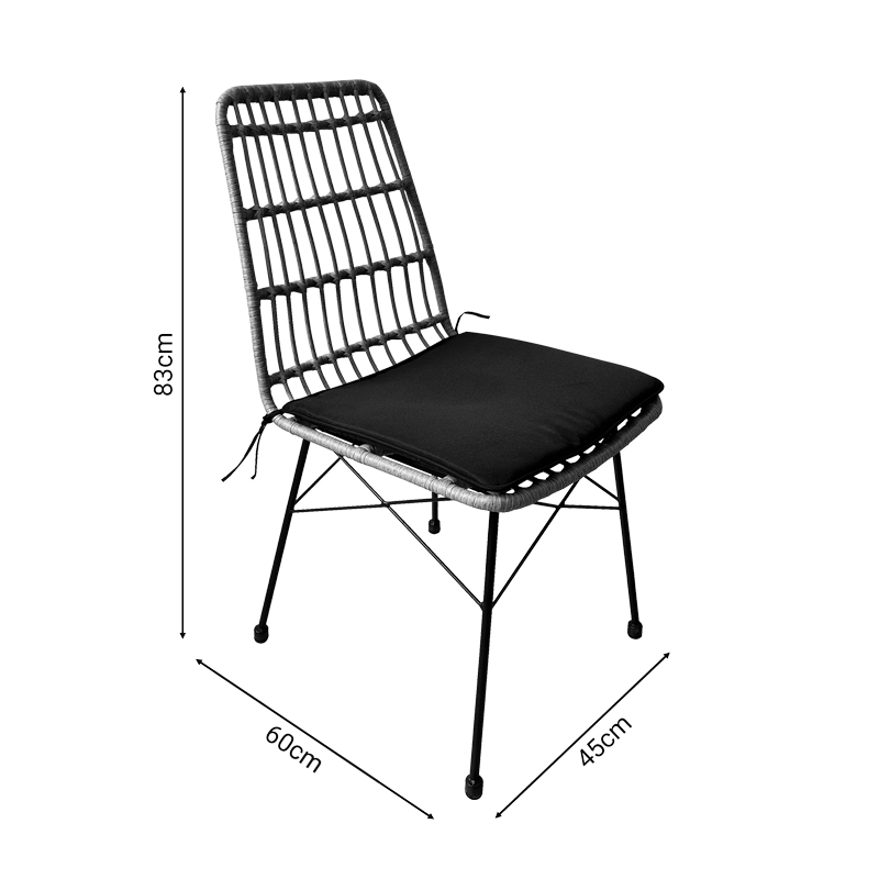 Naoki U dining table set of 3 pakoworld rattan pe in natural shade and black metal 80x80x78cm Naoki U dining table set of 3 pakoworld rattan pe in natural shade and black metal 80x80x78cm