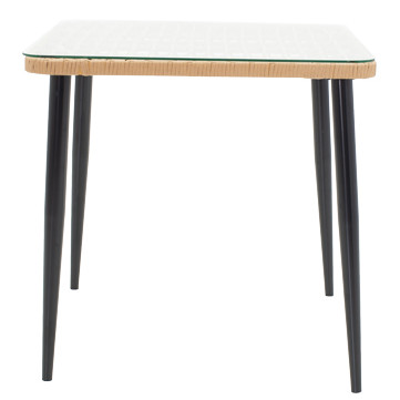 Naoki U dining table set of 5 pakoworld rattan pe in natural shade and black metal 80x80x78cm