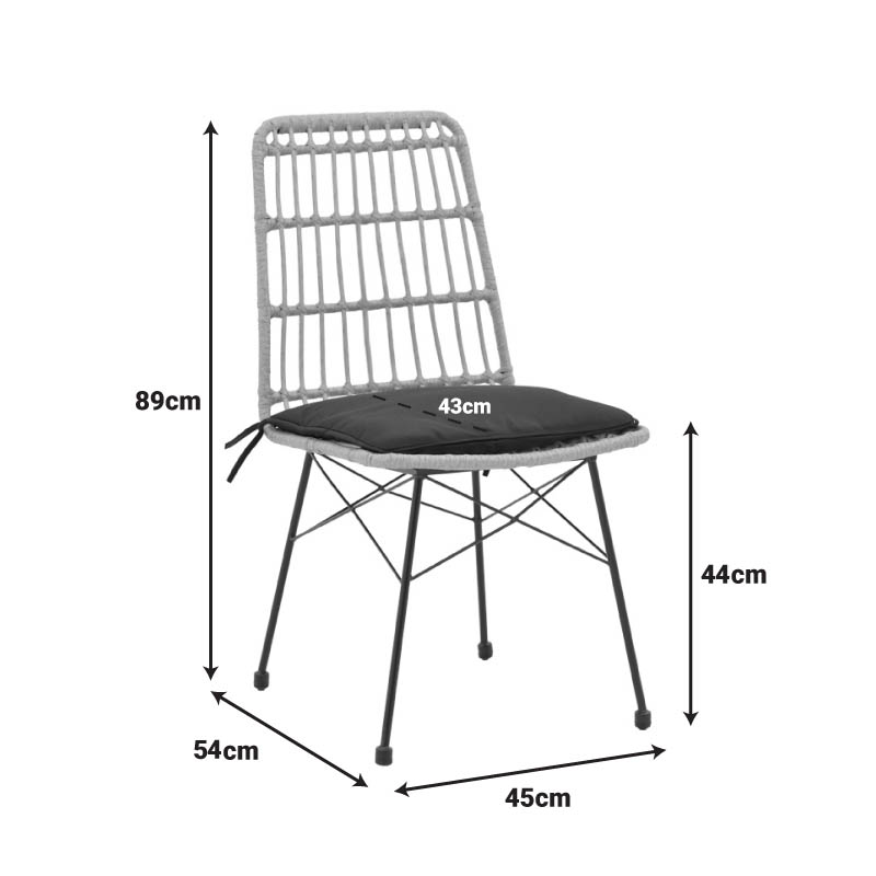 Naoki U dining table set of 5 pakoworld rattan pe in natural shade and black metal 80x80x78cm
