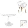 Ezra-Balou pakoworld dining table set of 5 pp-mdf in white color D100x73cm