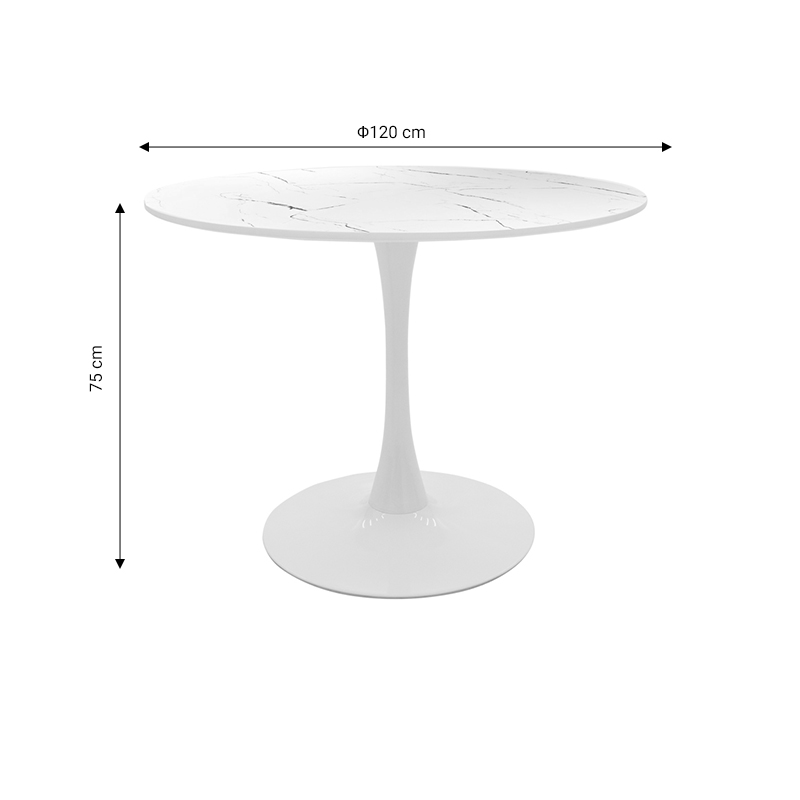 Julita-Balou pakoworld dining table set of 5 pp-mdf in white marble color D120x73cm