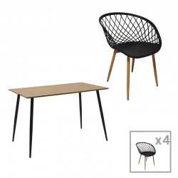 Ezra-Cuba pakoworld dining table set of 5 pp-mdf in black-sonoma color 120x70x76cm Ezra-Cuba pakoworld dining table set of 5 pp-mdf in black-sonoma color 120x70x76cm