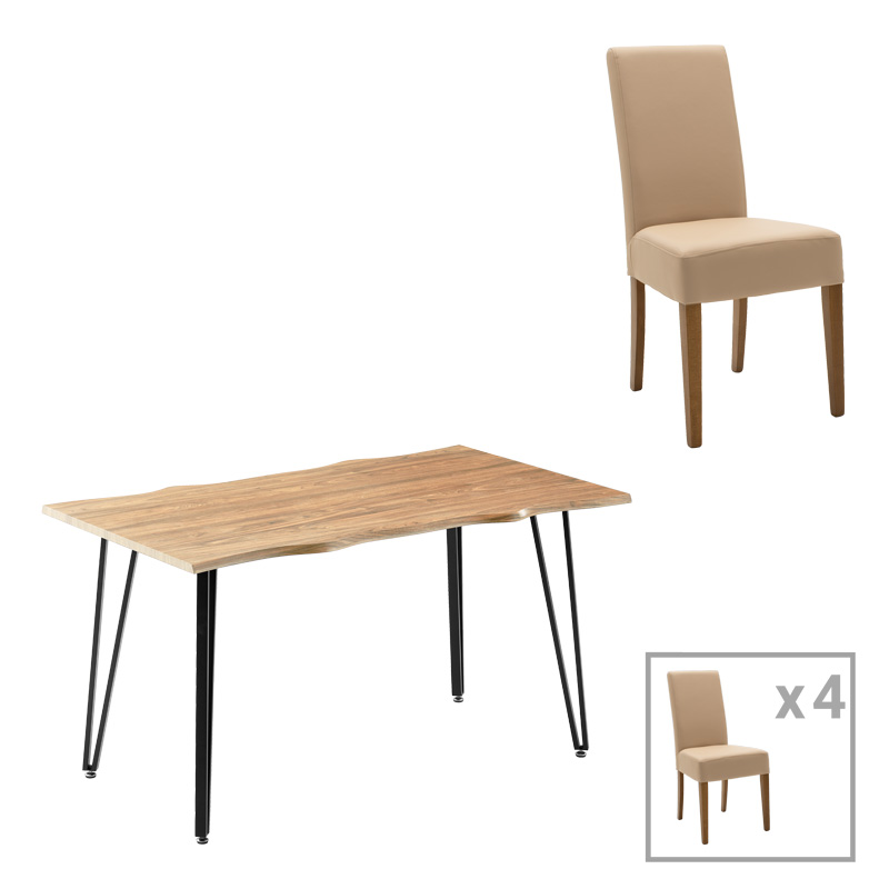Τραπεζαρία Ditta-Izzac pakoworld μόκα- sonoma140x80x76εκ