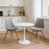 Elijah-Gaston pakoworld dining table set of 3 pp-pu in grey-white color with natural legs Φ60x74cm