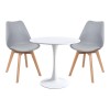 Elijah-Gaston pakoworld dining table set of 3 pp-pu in grey-white color with natural legs Φ60x74cm