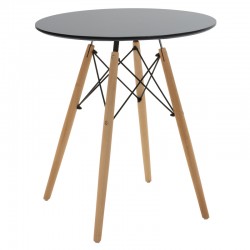 Dining table set of 3 pieces Julita-Parker pakoworld madf in black-natural color D60x73cm Dining table set of 3 pieces Julita-Parker pakoworld madf in black-natural color D60x73cm