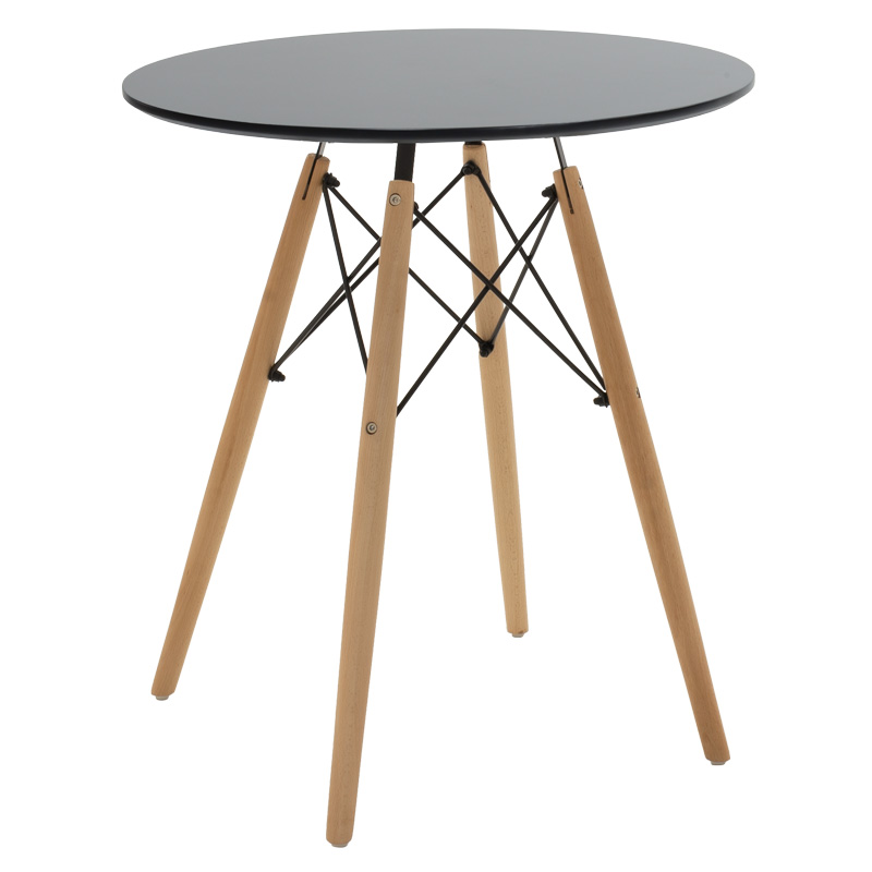 Dining table set of 3 pieces Julita-Parker pakoworld madf in black-natural color D60x73cm Dining table set of 3 pieces Julita-Parker pakoworld madf in black-natural color D60x73cm
