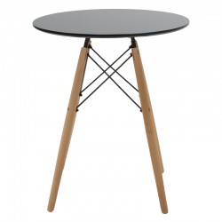 Dining table set of 3 pieces Julita-Parker pakoworld madf in black-natural color D60x73cm Dining table set of 3 pieces Julita-Parker pakoworld madf in black-natural color D60x73cm