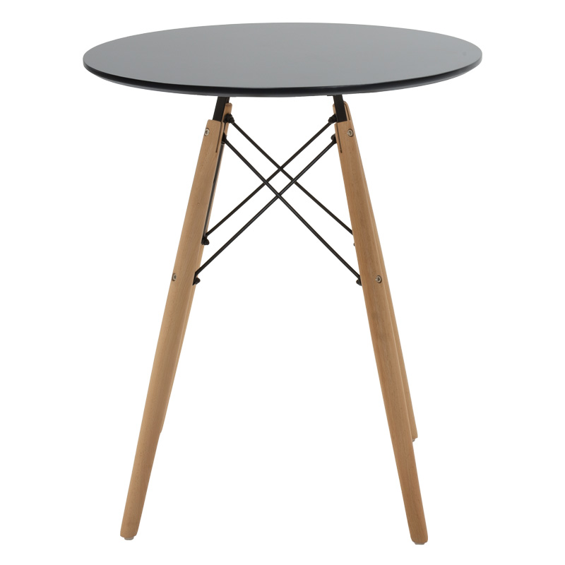 Dining table set of 3 pieces Julita-Parker pakoworld madf in black-natural color D60x73cm Dining table set of 3 pieces Julita-Parker pakoworld madf in black-natural color D60x73cm