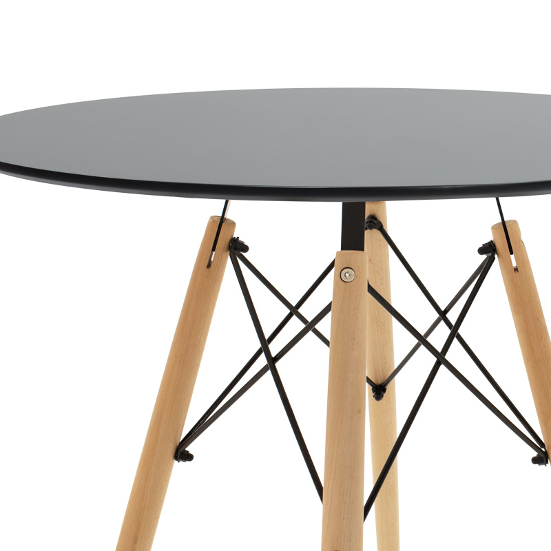 Dining table set of 3 pieces Julita-Parker pakoworld madf in black-natural color D60x73cm Dining table set of 3 pieces Julita-Parker pakoworld madf in black-natural color D60x73cm