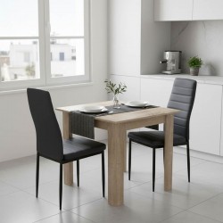 Τραπεζαρία Manka-Parker pakoworld σετ 3τεμ mdf σε μαύρη-sonoma απόχρωση 80x80x77εκ