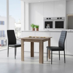 Τραπεζαρία Manka-Parker pakoworld σετ 3τεμ mdf σε μαύρη-sonoma truffle απόχρωση 80x80x77εκ