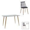 Dining table Chloe-Aurora I pakoworld set of 5 pieces glass 8mm anthracite - natural-black leg 120x70x75cm