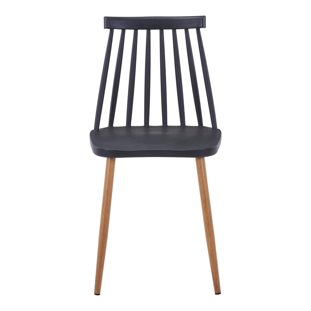 Dining table Chloe-Aurora I pakoworld set of 5 pieces glass 8mm anthracite - natural-black leg 120x70x75cm