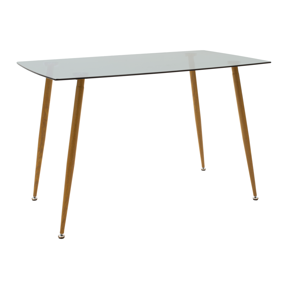 Dining table Chloe-Aurora I pakoworld set of 5 pieces glass 8mm anthracite - natural-black leg 120x70x75cm